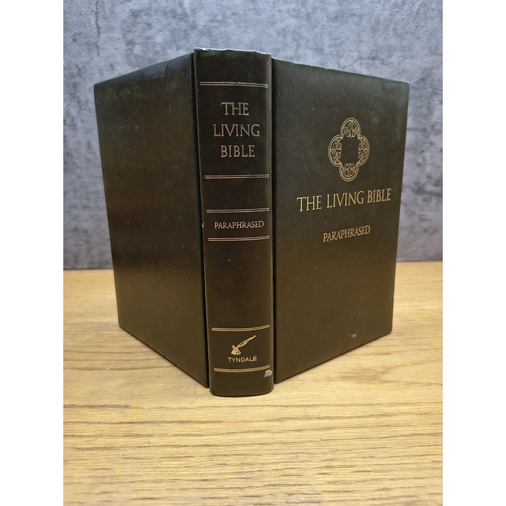 VINTAGE 1971 THE LIVING BIBLE PARAPHRASED GREEN PADDED HARDCOVER TYNDALE